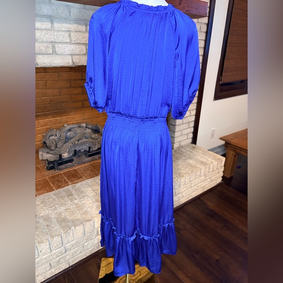 Umgee Romantic Royal Blue Smocked Waist Maxi Dress Size Medium - Picture 5 of 5